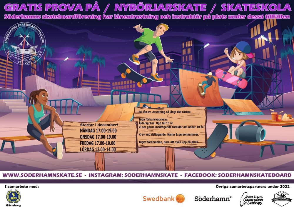 skateboard, prova på , gratis, skateboardskola, nybörjarskate
