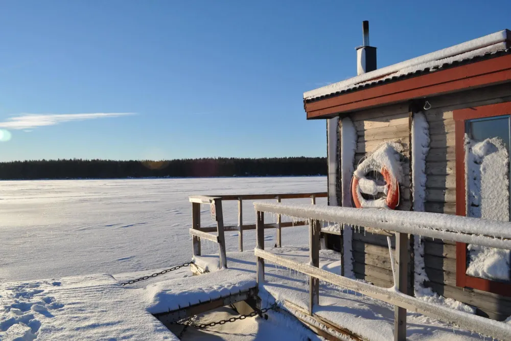 Bastun i vinterlandskap