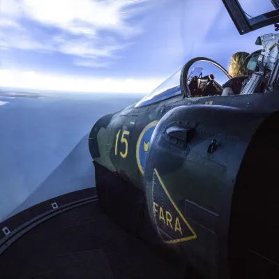 Viggen flygsimulator på Flygmuseum